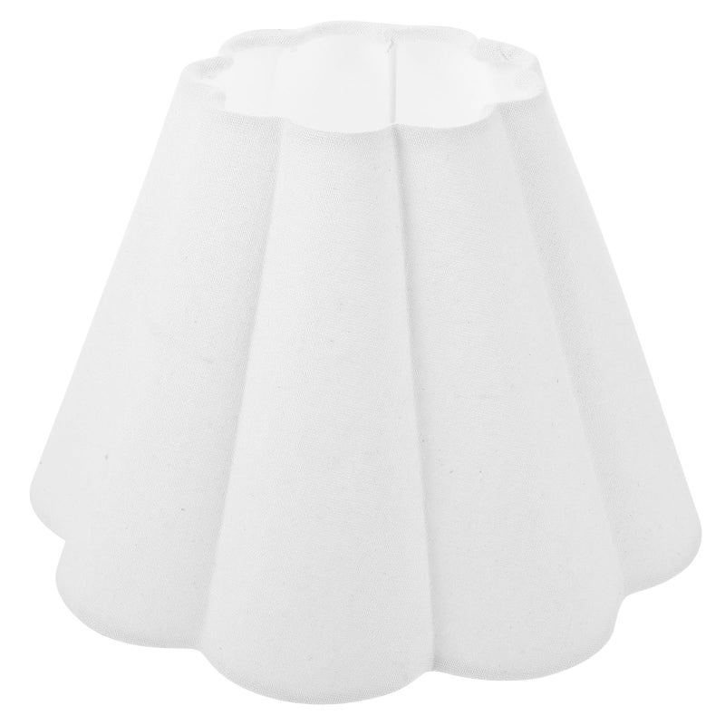 Alipis Fabric Scalloped Lampshade: Universal Rustic Style Cloth Lampshade Replacement Barrel Light Cover Bulb Guard For Table Desk And Wall Lamps - Image 1