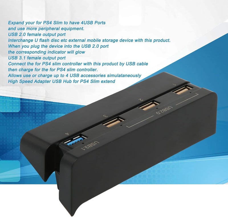 4 Port HUB for PS4 Slim USB Hub High Speed USB 31 20 USB Extension Charger Plug and Play for PS4 Slim Gaming Console