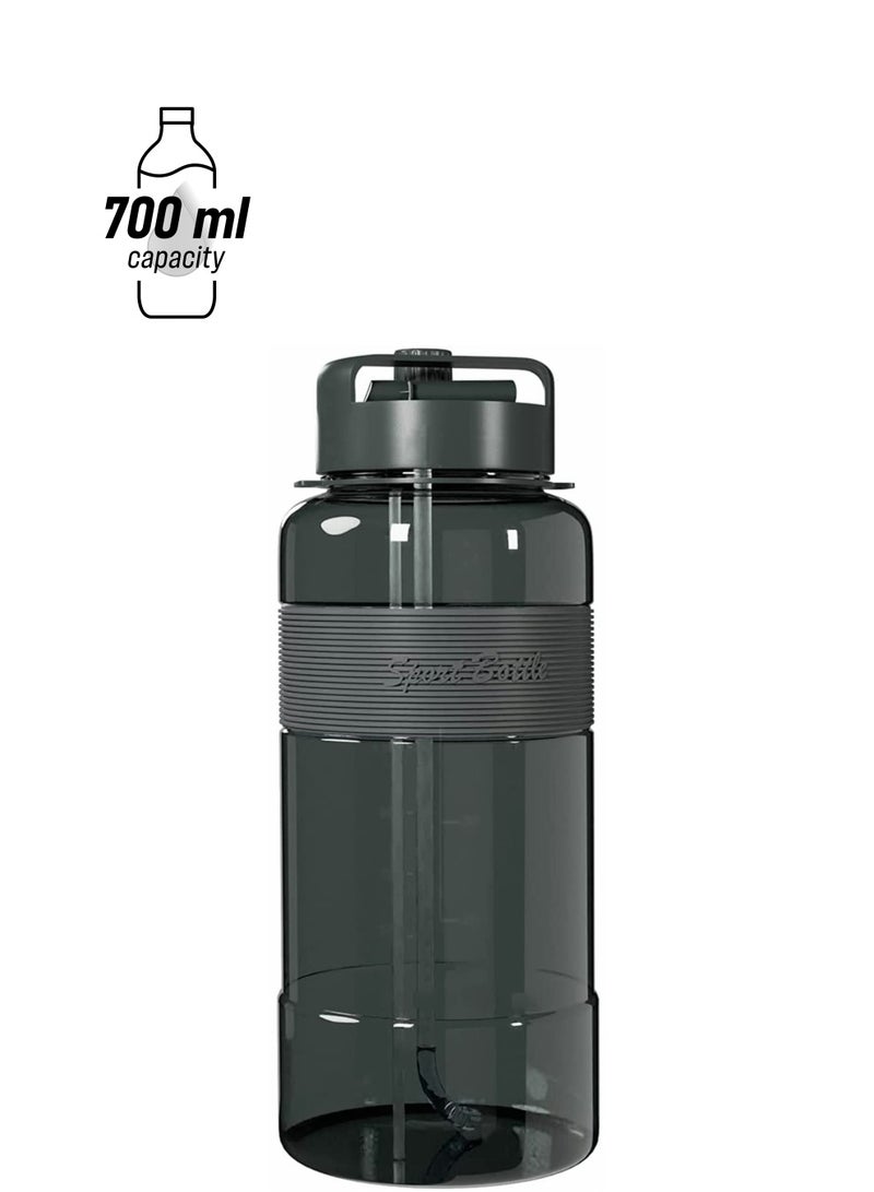 واي آند دي 700ML Water Bottle Leakproof BPA Free Wide Mouth with 2 Straw Large Jug for Fitness, Gym, and Outdoor Sports (Gray) - Image 1