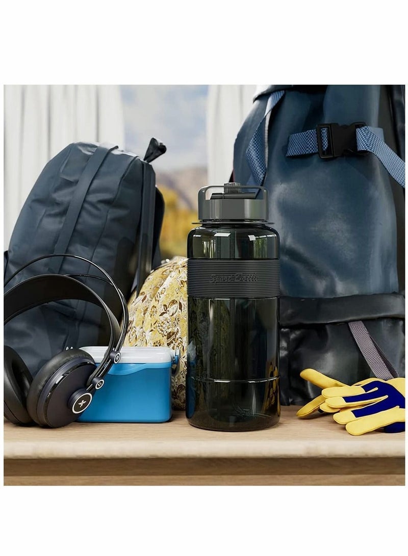 واي آند دي 700ML Water Bottle Leakproof BPA Free Wide Mouth with 2 Straw Large Jug for Fitness, Gym, and Outdoor Sports (Gray) - Image 3