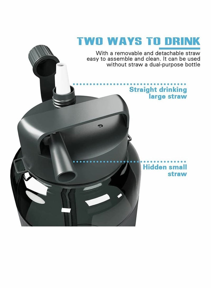 واي آند دي 700ML Water Bottle Leakproof BPA Free Wide Mouth with 2 Straw Large Jug for Fitness, Gym, and Outdoor Sports (Gray) - Image 5