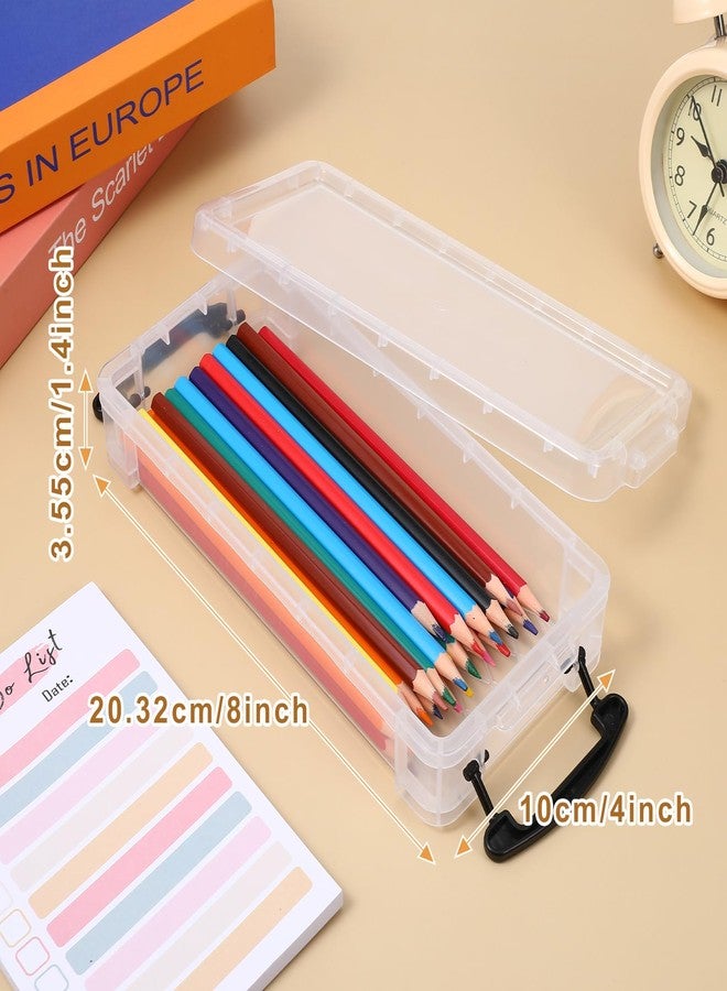 xozeooeu 10 Pack Plastic Pencil Storage Boxes, Large Clear Stackable Organizer With Lid For Pens Markers Crayons Office Art Craft Supplies - Image 2
