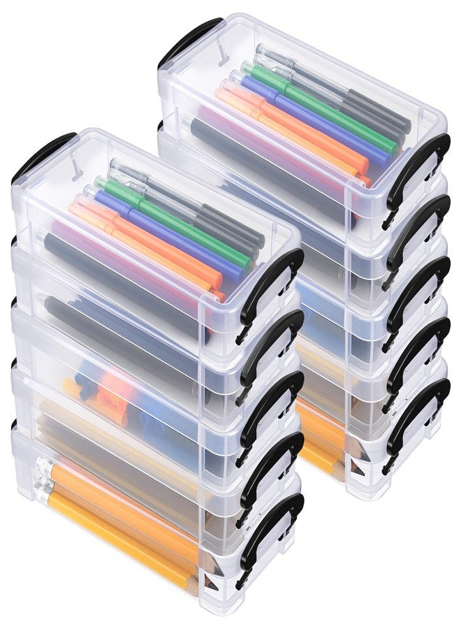 xozeooeu 10 Pack Plastic Pencil Storage Boxes, Large Clear Stackable Organizer With Lid For Pens Markers Crayons Office Art Craft Supplies - Image 1