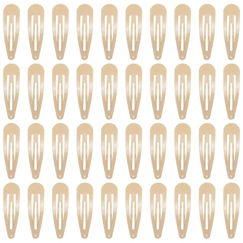 40 Counts Colorful Metal Snap Hair Clips 2 Inch Barrettes for Women Accessories taupe