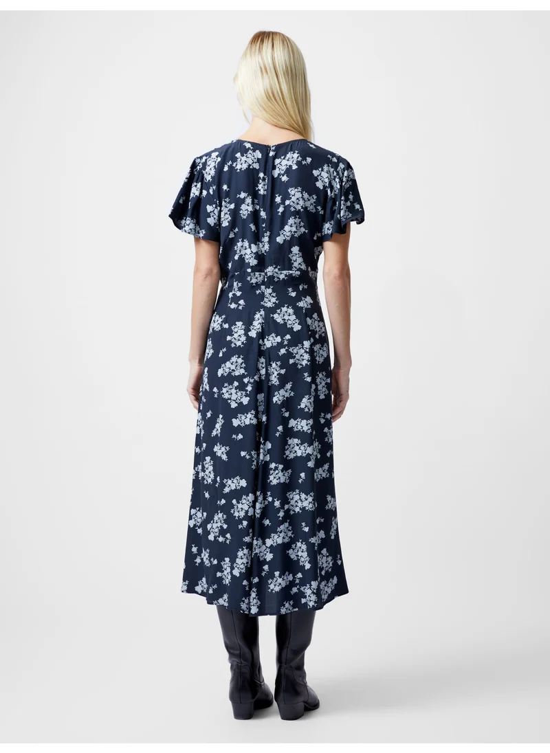 فرنش كونكشن Short Sleeve Viscose Mid-Calf Dress