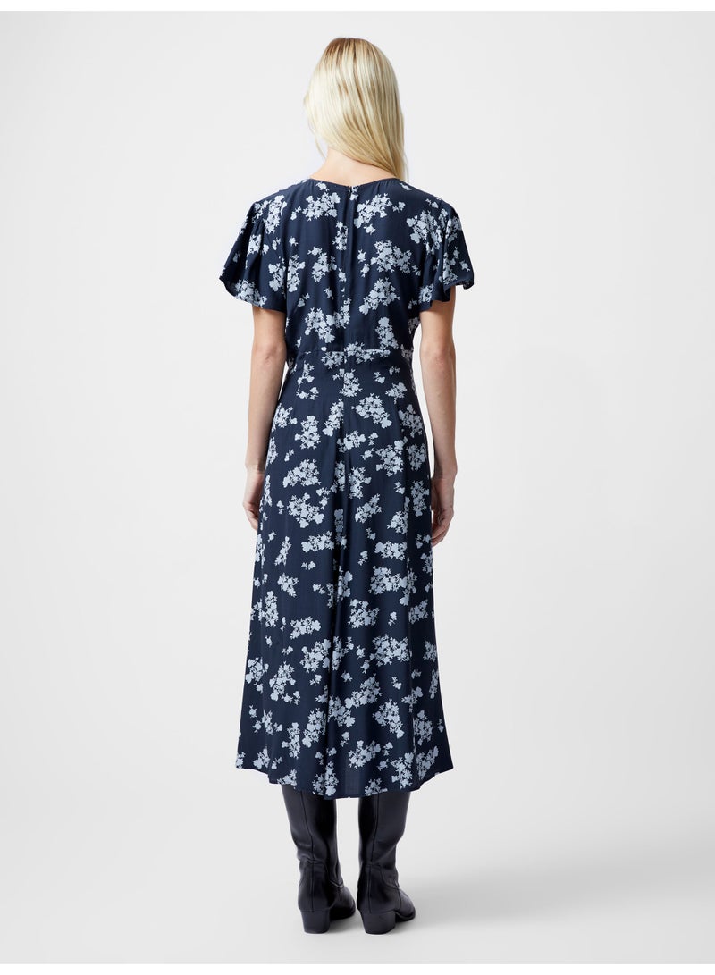 فرنش كونكشن فستان متوسط الطول بأكمام قصيرة من الفيسكوز - Image 2