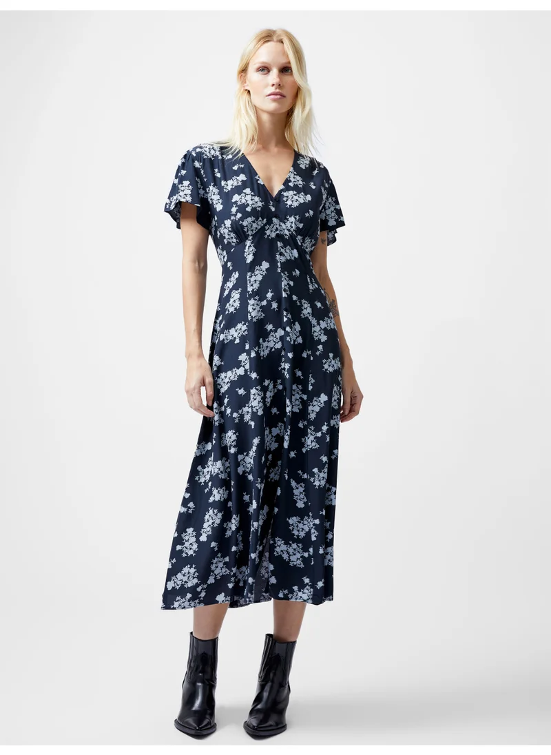 فرنش كونكشن Short Sleeve Viscose Mid-Calf Dress