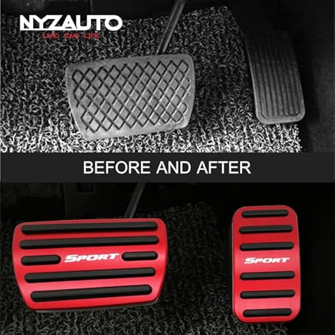 NYZAUTO Anti-Slip Performance Foot Pedal Pads Compatible with Honda 10th gen Civic,Auto No Drilling Aluminum Brake and Accelerator Pedal Covers Red - Image 3