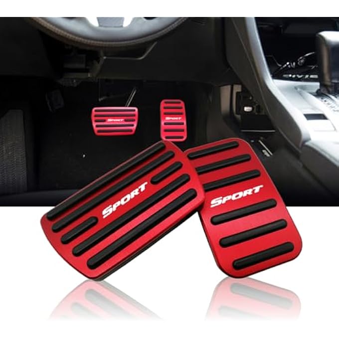NYZAUTO Anti-Slip Performance Foot Pedal Pads Compatible with Honda 10th gen Civic,Auto No Drilling Aluminum Brake and Accelerator Pedal Covers Red - Image 1