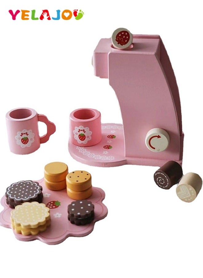 YelaJoy Brew & Serve Wooden Coffee Maker Set  with Stroage Case for Kids  - Image 1
