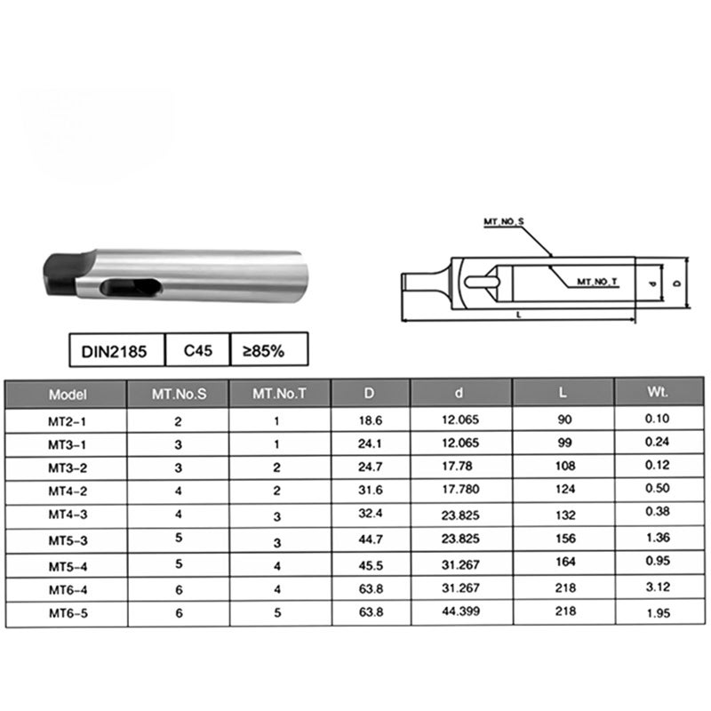 Morse Taper Adapter Reducing Sleeve MT1 MT2 for Tool Handle Shank - Image 3