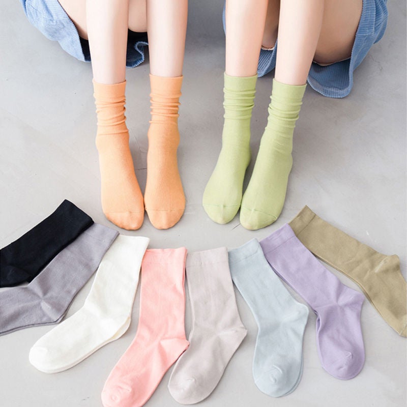 Socks Women'S Multi-Color Ins Trendy Japanese Loose Mouth Confinement Socks Seamless Pure White Pile Socks - Image 2
