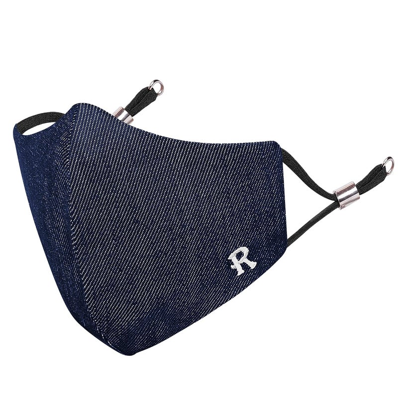 MASQ Alphabet 4 Layer, Reusable, Breathable, Anti-Bacterial (BFE>99%) Embroidered 100% Pure Cotton Cloth Face Mask Combo with Ear Adjusters for Unisex, Men, Women (Navy-Grey-Denim) - Image 5