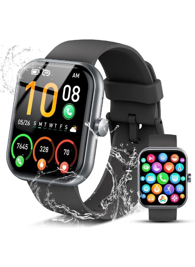 ZOOMEE Smart Watch for Men Women (Answer/Make Call), 1.96" HD Fitness Tracker Running Watch, IP68 Waterproof,Pedometer, Sleep/Step/Activity/Heart Rate Monitor,110+ Sport Mode Smartwatch for iOS Android Phone Black - Image 1