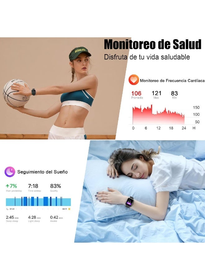 ZOOMEE Smart Watch for Men Women (Answer/Make Call), 1.96" HD Fitness Tracker Running Watch, IP68 Waterproof,Pedometer, Sleep/Step/Activity/Heart Rate Monitor,110+ Sport Mode Smartwatch for iOS Android Phone Black - Image 3