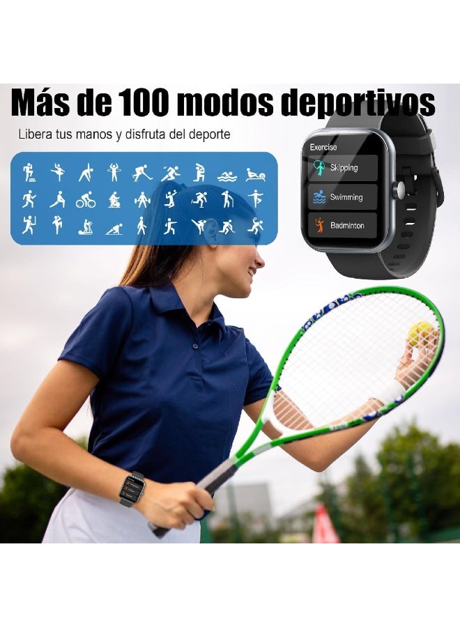 ZOOMEE Smart Watch for Men Women (Answer/Make Call), 1.96" HD Fitness Tracker Running Watch, IP68 Waterproof,Pedometer, Sleep/Step/Activity/Heart Rate Monitor,110+ Sport Mode Smartwatch for iOS Android Phone Black - Image 4