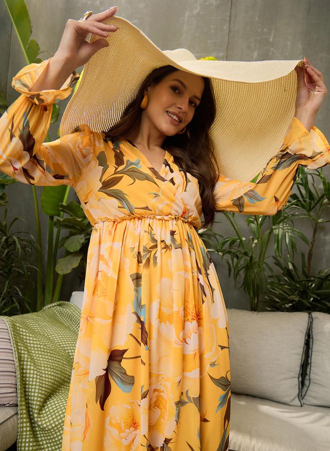 Sassafras Yellow Layered Frill Hem Maxi Dress - Image 2