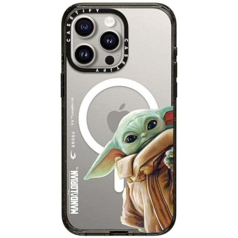 Casetify Impact iPhone 15 Pro Max Case 【Mandalorian Co-Lab / 8.2ft Drop Protection/Compatible with Magsafe】 - Grogu - Clear Black - Image 1