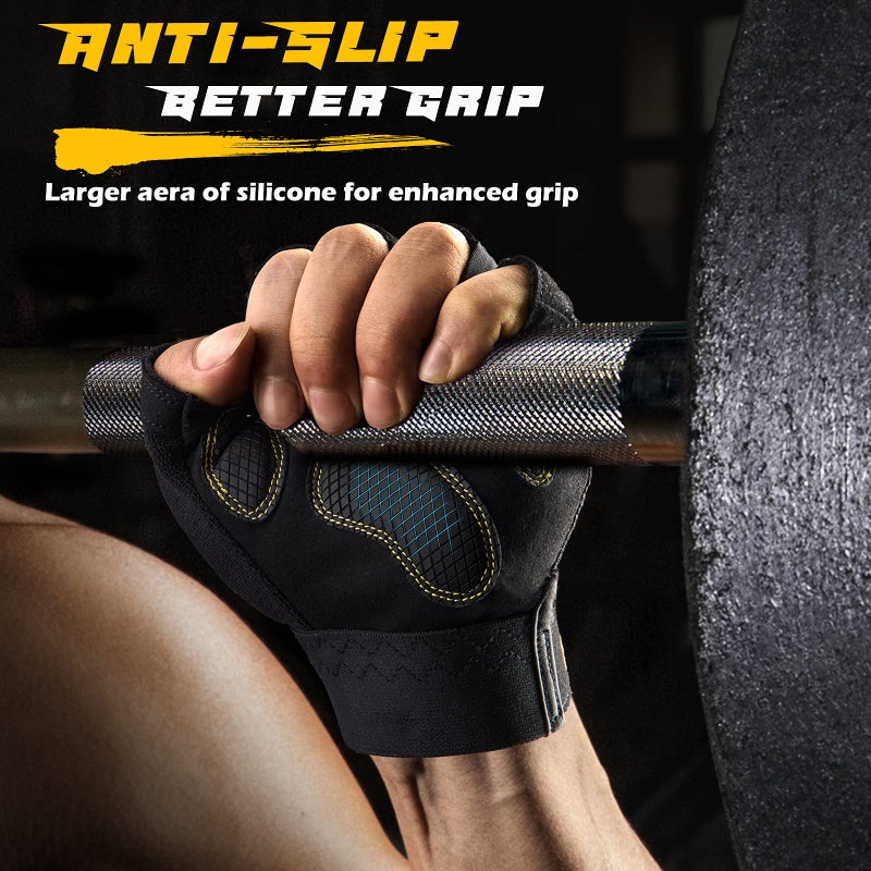 FREETOO Workout Gloves for Men 2021 Latest, [Full Palm Protection] [Ultra Ventilated] Weight Lifting Gloves with Cushion Pads and Silicone Grip Gym Gloves Durable Training Gloves for Exercise Fitness - Image 3
