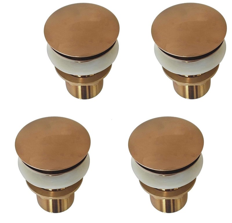 Spazio Rose Gold Finish Popup Basin DrainerWaste Coupling Pack of 04 Waste Coupling Bathroom Wash BasinVessel Sink 5 Inch Pop Up Flush Valve Faucet - Image 1