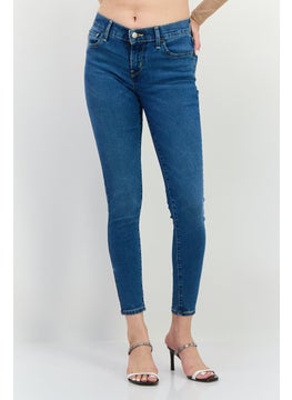 Levi's Women Super Skinny Fit Mid Rise Wash Stretch Jeans, Mid Blue  - Image 1