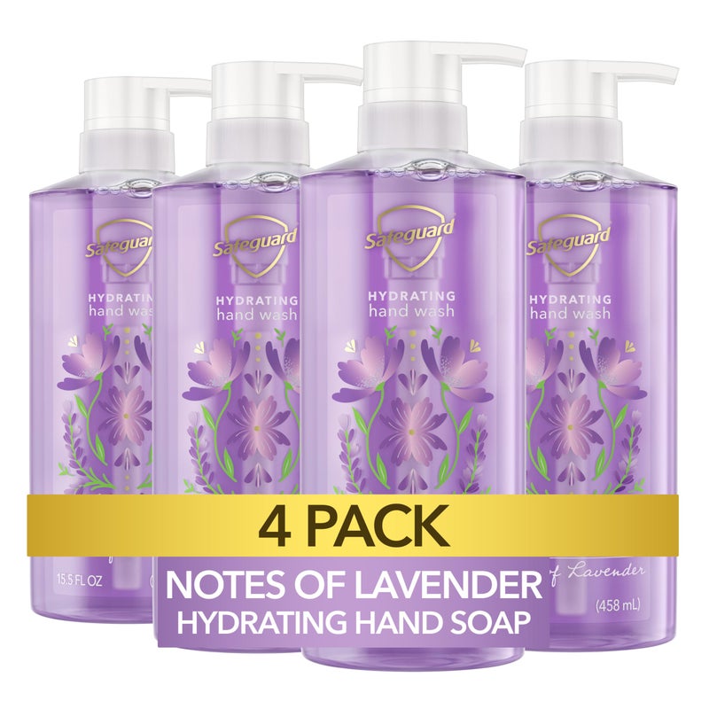 Safeguard Hydrating Liquid Hand Soap Lavender Scent Made with Plant Based Cleansers 155 oz Pack of 4