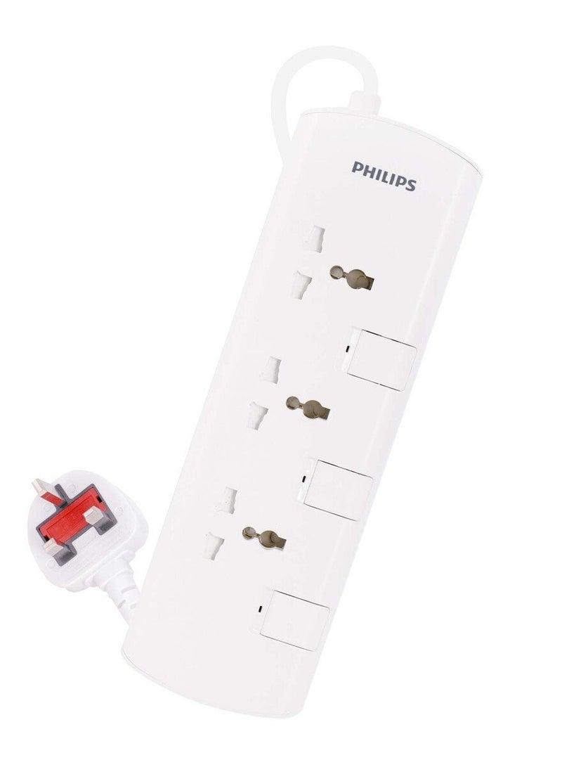 Philips 3 Way Extension Socket With Individual Switch 2 Meter White - Image 3