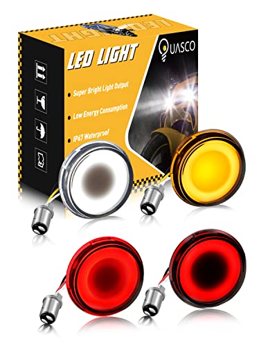 QUASCO 1157 Front Rear LED Turn Signals 2 Inch Bullet Turn Signal Light Integrated Smoked Lens Compatible with Harley Softail Sportster Road King Electra Glide Iron 883 Touring - Image 1