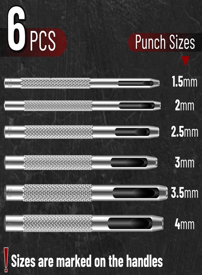 UNCO- Hollow Leather Hole Punch Set, 6 pcs, Steel, Leather Hole Punch Tool, Leather Punch Tool, Hole Punch for Leather Punch Set, Hollow Punch Set, Gasket Hole Punch Set, Hollow Hole Punch Set - Image 2
