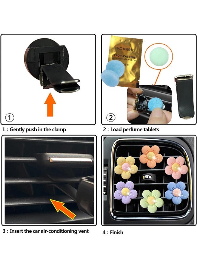 اتش واي 6 قطع لطيف الكرتون زهرة سيارة الهواء المعطر تنفيس كليب للفتيات، زهرة ديكور السيارة الداخلية الجمالية اكسسوارات للنساء، الوردي / الأرجواني / الأزرق / الأخضر / الأصفر بوهو الروائح الاشياء الاشياء Kawaii الهدايا - Image 5