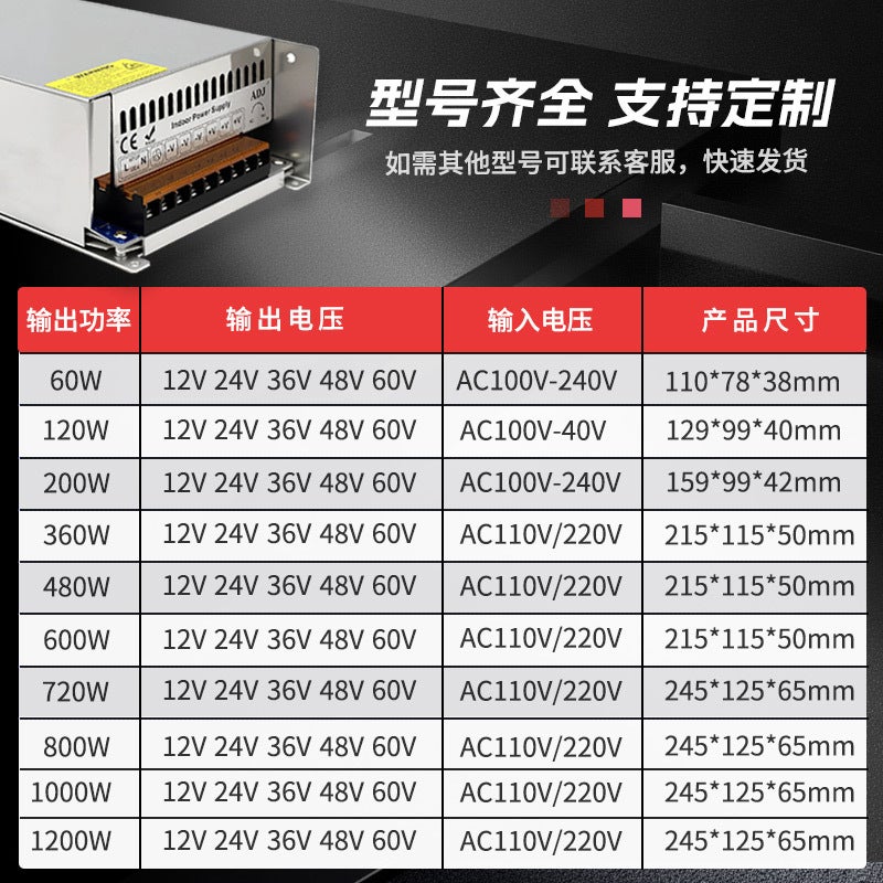 Ac220V To Dc5V12V24V36V48V60V Switching Power Supply 480W600W1200W Monitoring Led Power Supply - Image 4