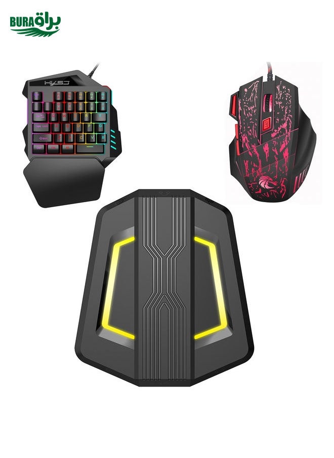 BURAQ HXSJ P6+V100+H300 Keyboard Mouse Converter + One-handed Keyboard + Gaming Mouse Set  - Image 1