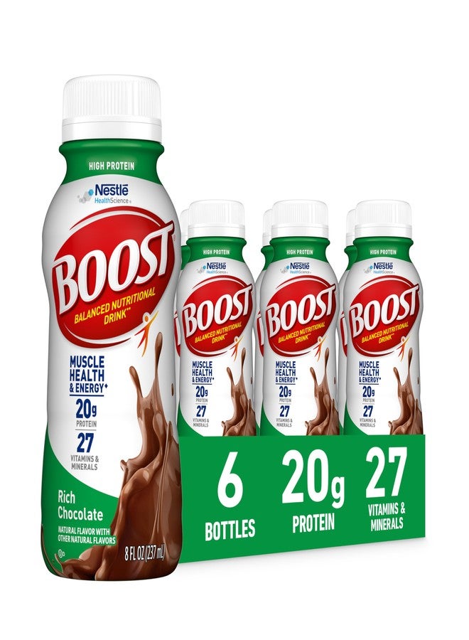 BOOST High Protein Ready to Drink Balanced Nutritional Drink, Rich Chocolate, 8 FL OZ (Pack of 6) - Image 1