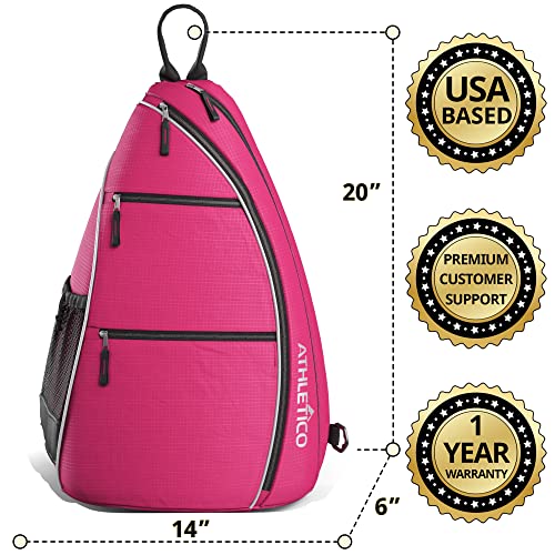 Athletico Sling Bag - Crossbody Backpack for Pickleball, Tennis, Racketball, and Travel for Men and Women (Pink) - Image 4