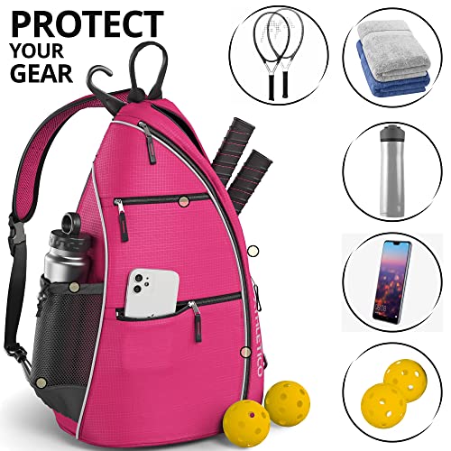 Athletico Sling Bag - Crossbody Backpack for Pickleball, Tennis, Racketball, and Travel for Men and Women (Pink) - Image 5