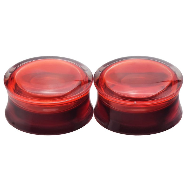 Longbeauty 2Pcs Acrylic Red Liquid Blood Double Flare Ear Plugs Tunnels Gauge 1" - Image 4