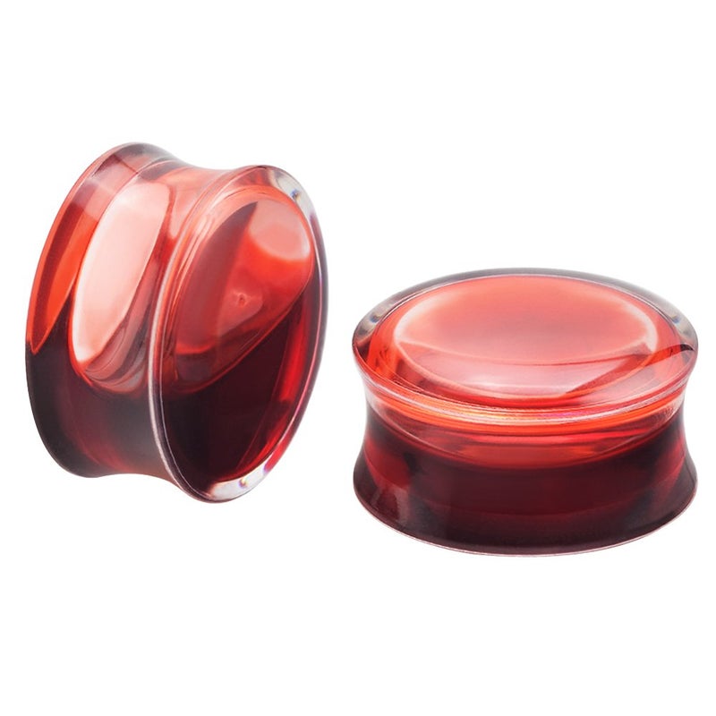 Longbeauty 2Pcs Acrylic Red Liquid Blood Double Flare Ear Plugs Tunnels Gauge 1" - Image 3