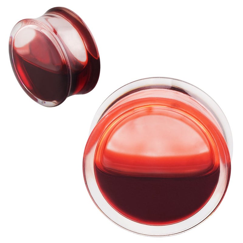Longbeauty 2Pcs Acrylic Red Liquid Blood Double Flare Ear Plugs Tunnels Gauge 1" - Image 1