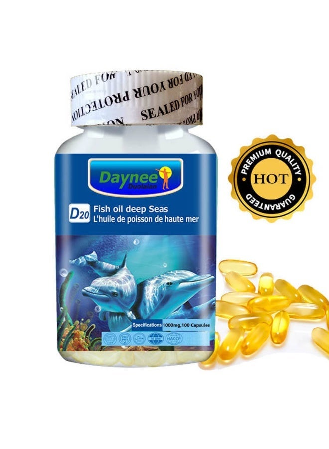 Daynee Omega 3 Fish Oil D20 – Deep Sea Triple Strength, 2160mg Active Omega-3 (EPA & DHA), 1000mg Capsules, 100 Count – Heart, Brain & Joint Support, Cardiovascular Health, Pure Triglyceride Fish Oil - Image 1