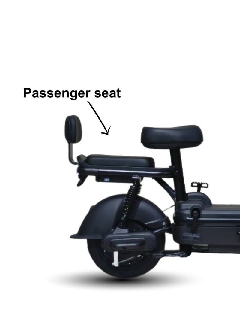 كاميل دراجة كهربائية ITQ-2 Pro للبالغين، بقدرة 450 واط، إطارات مقاس 14 بوصة، مدى يصل إلى 65 كم، مزودة بمرايا جانبية وسلة، باللون الأسود. - Image 3