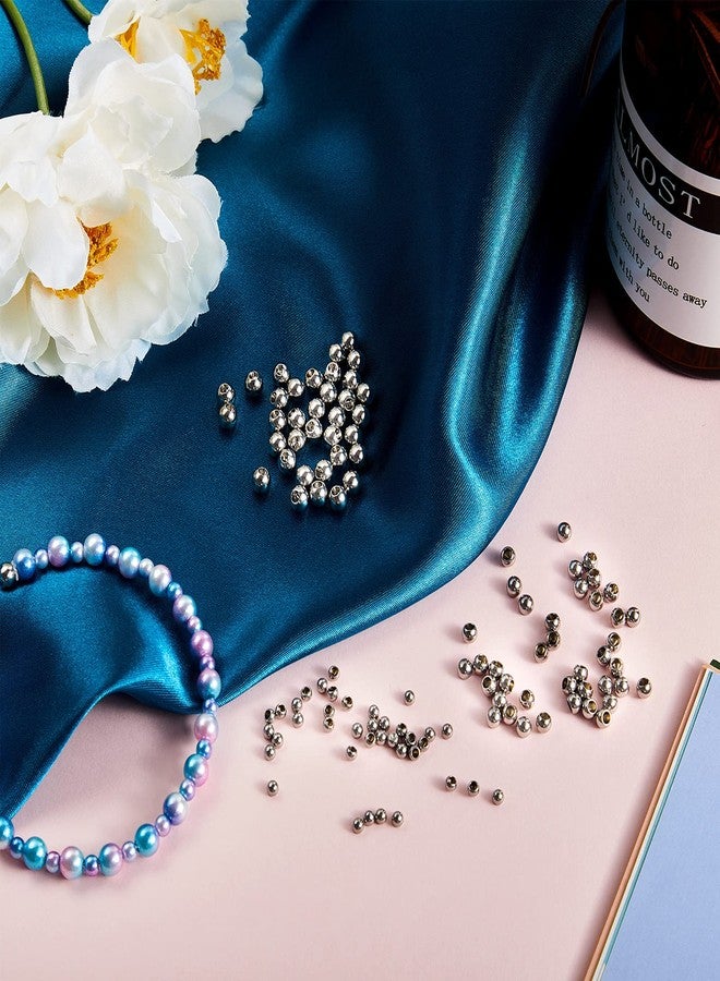 Canlierr 120 Pieces Memory Wire End Caps 3mm 4mm 5mm Stainless Steel Cord End Caps Half Drilled Beads for Earrings Necklace Bracelet Jewelry Making DIY Crafts(Silver) - Image 3