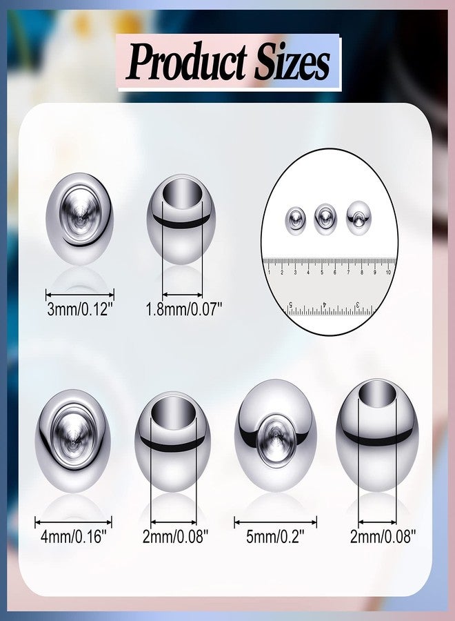 Canlierr 120 Pieces Memory Wire End Caps 3mm 4mm 5mm Stainless Steel Cord End Caps Half Drilled Beads for Earrings Necklace Bracelet Jewelry Making DIY Crafts(Silver) - Image 2