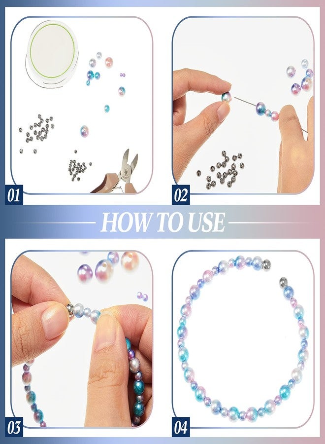 Canlierr 120 Pieces Memory Wire End Caps 3mm 4mm 5mm Stainless Steel Cord End Caps Half Drilled Beads for Earrings Necklace Bracelet Jewelry Making DIY Crafts(Silver) - Image 4