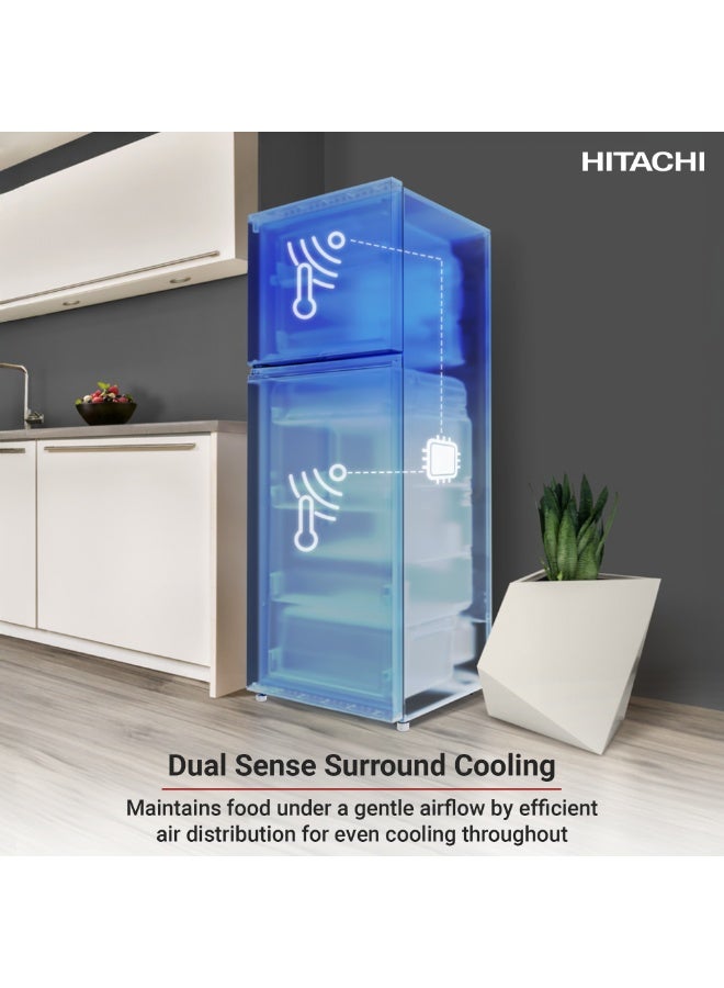 Hitachi 374 L Grand Carbon Line Refrigerator, 2 Door Top Freezer, Inverter Compressor, Reversible Door, Dual Sense Cooling, Selectable Zone, Triple Power Filter, LED Light, Inox Finish - HRTN6408SUAE HRTN6408SUAE Inox Finish - Image 4