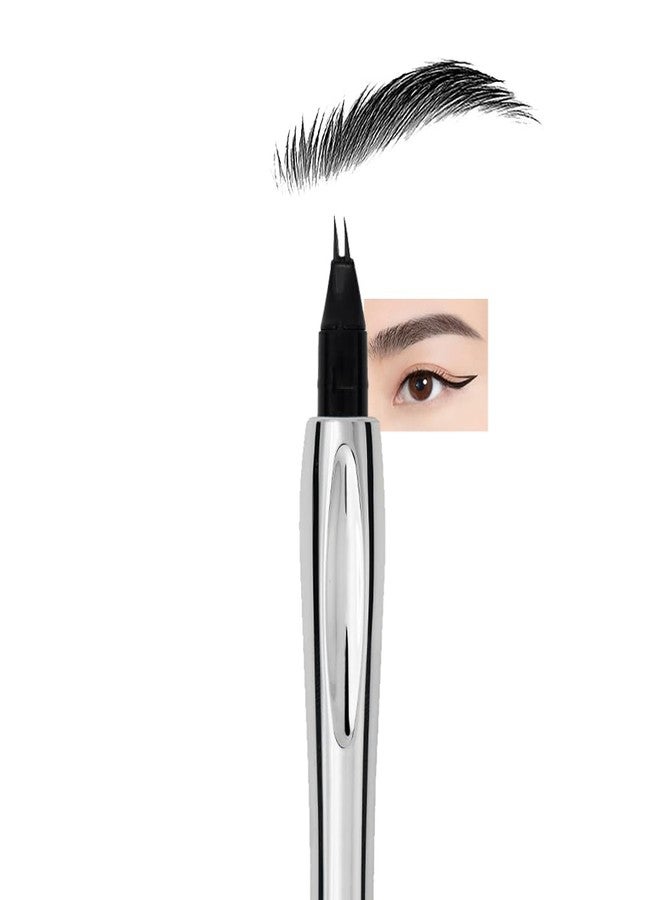 Easilydays Waterproof Eyebrow Pencil with 2 Tip, Microblading Eyebrow Pencils for Women, Waterproof and Last All Day Thin Brow Pencil with Precise Tip for Natural and Hair Like Brows, Soft Ash Black - Image 1