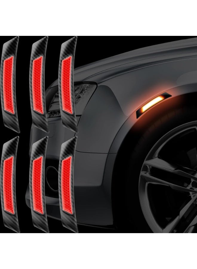 6 Pieces Car Reflective Trim Carbon Fiber Side Marker Stickers Automotive Exterior Accessories Door Reflector Guard for Car Pickup Truck Wheel Well Arch - Image 1