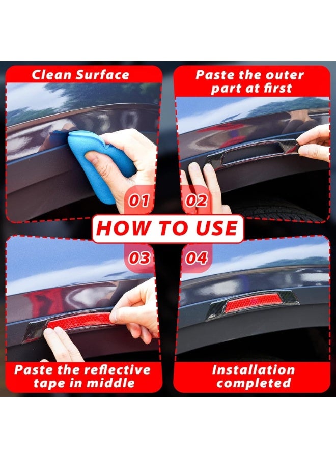 6 Pieces Car Reflective Trim Carbon Fiber Side Marker Stickers Automotive Exterior Accessories Door Reflector Guard for Car Pickup Truck Wheel Well Arch - Image 2