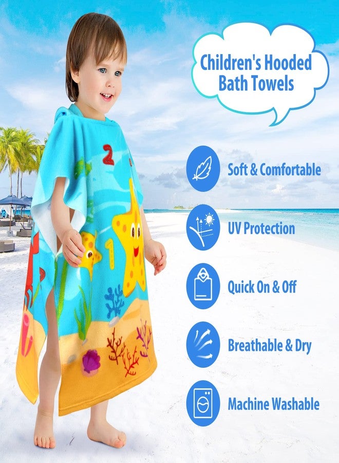 HUANLANG Kids Hooded Beach Towel for Boys Girls,Bath Pool Beach Poncho Towels Super Soft & Absorbent Cotton Towel Childrens Starfish Beach Towels for Toddler 0-7 Years Old - Image 4