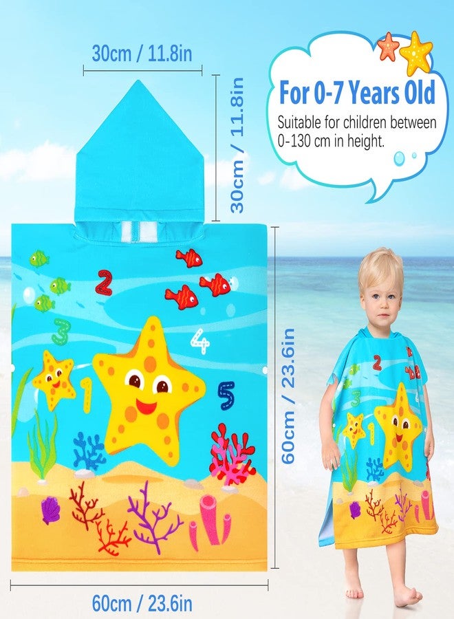 HUANLANG Kids Hooded Beach Towel for Boys Girls,Bath Pool Beach Poncho Towels Super Soft & Absorbent Cotton Towel Childrens Starfish Beach Towels for Toddler 0-7 Years Old - Image 5