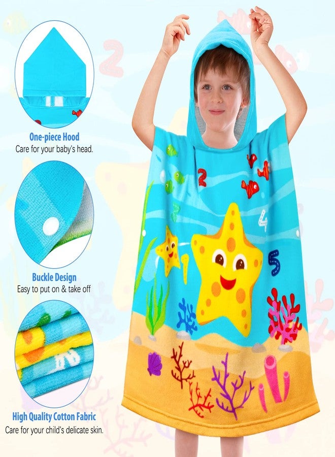 HUANLANG Kids Hooded Beach Towel for Boys Girls,Bath Pool Beach Poncho Towels Super Soft & Absorbent Cotton Towel Childrens Starfish Beach Towels for Toddler 0-7 Years Old - Image 3